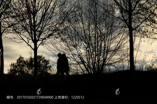 晚上散步的夫婦