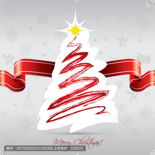 帶紅絲帶的圣誕樹(shù)卡