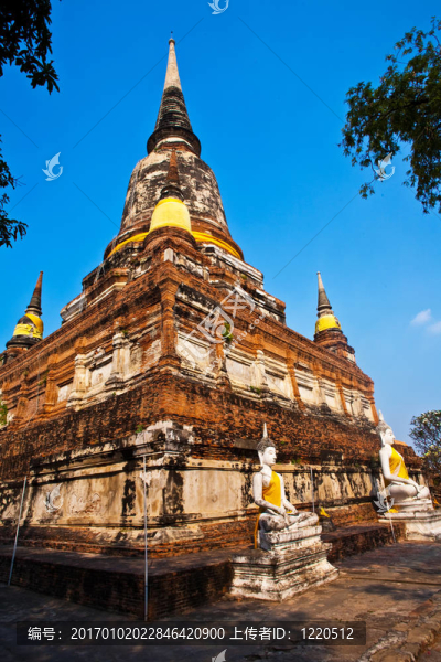 如來佛祖的雕像在寺廟屈艾柴Mongkol城府近曼谷；泰國