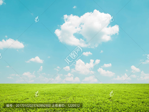 美麗的綠野和藍天-自然景觀