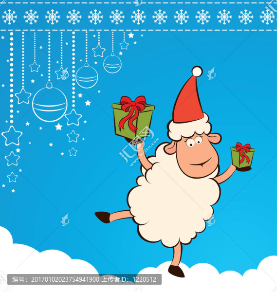 卡通搞笑Santa,Claus,sheep。