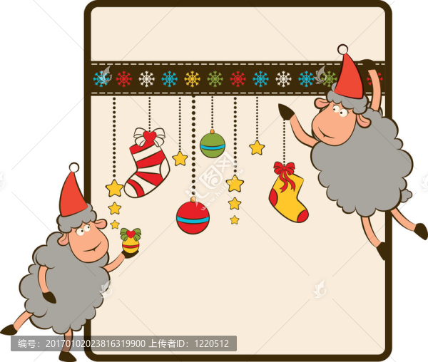 卡通搞笑Santa,Claus,sheep。