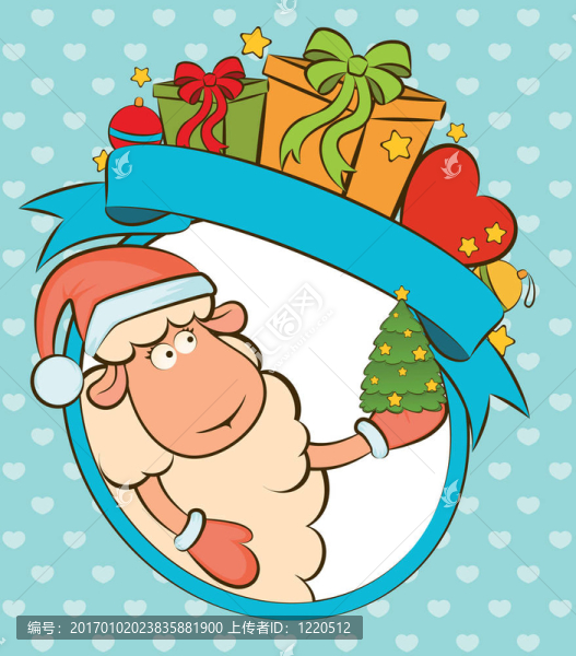 卡通搞笑Santa,Claus,sheep。