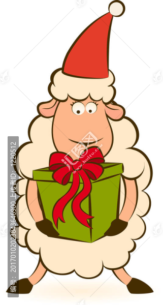 卡通搞笑Santa,Claus,sheep。