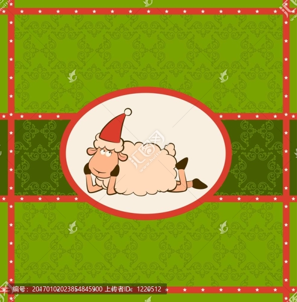卡通搞笑Santa,Claus,sheep。