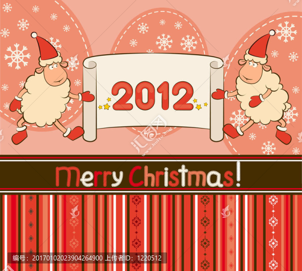 卡通搞笑Santa,Claus,sheep。