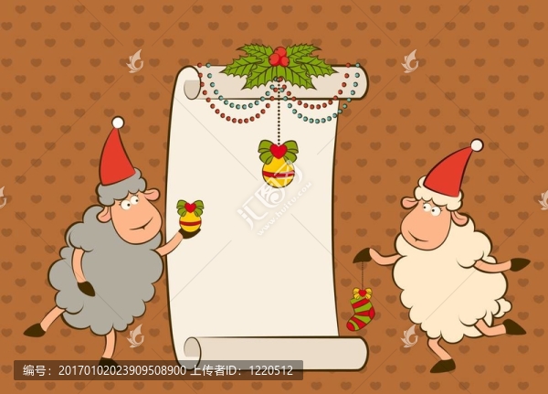 卡通搞笑Santa,Claus,sheep。