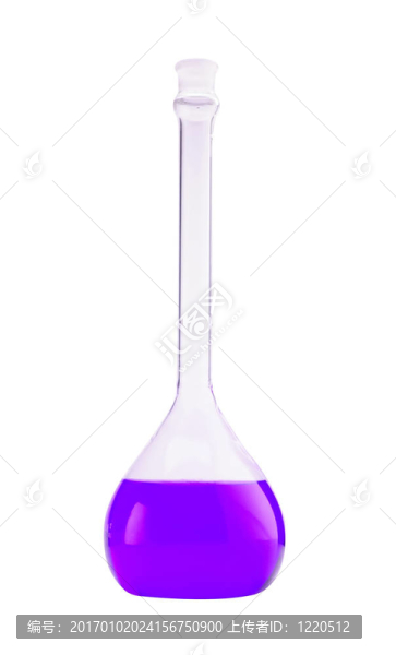 在白色背景上分離有紫色液體的玻璃試管