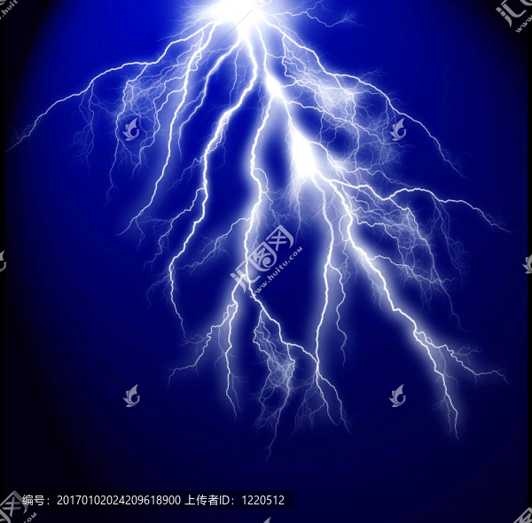 深藍(lán)色背景上的電雷