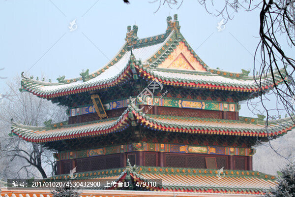 寺廟,建筑,雪,霧凇冬天,雪景