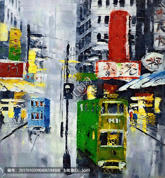 油畫,香港街頭