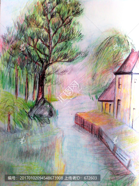彩鉛畫風(fēng)景