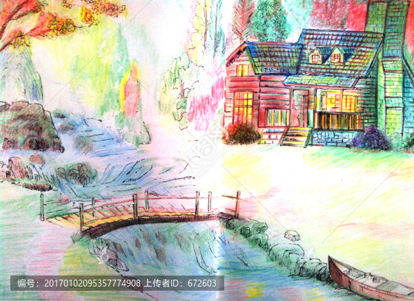 彩鉛畫風(fēng)景