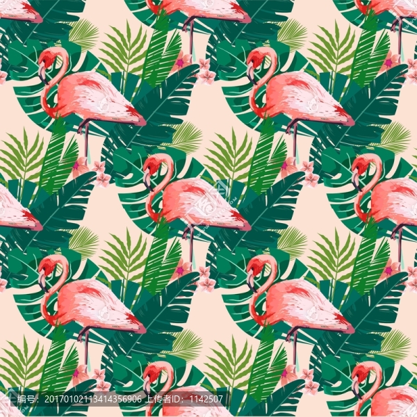 火烈鳥連續(xù)圖案
