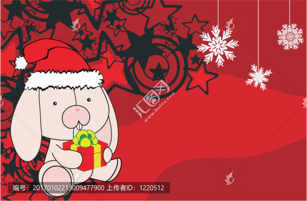 兔寶寶卡通圣誕背景