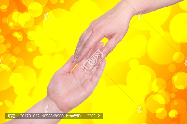 黃色背景上的兩只手掌