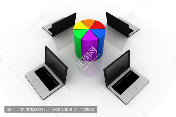 帶餅圖的筆記本電腦