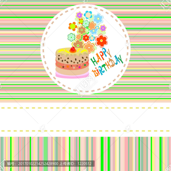 可愛的鮮花和蛋糕生日快樂背景