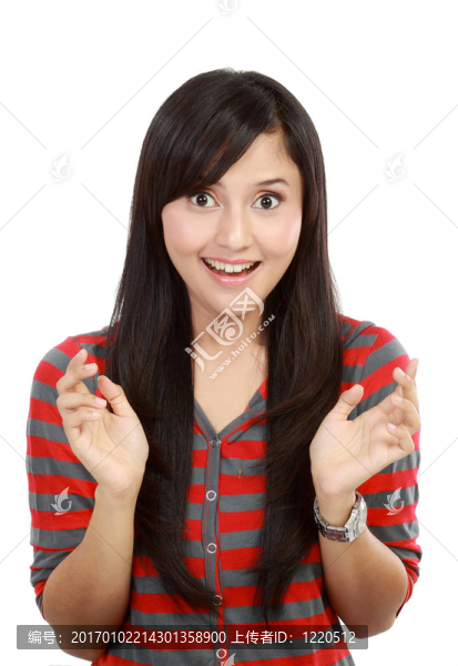 一個快樂的年輕女人驚訝的特寫