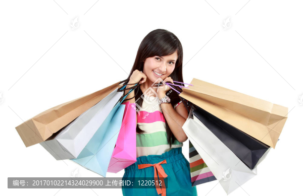 可愛的女人購物袋圖片