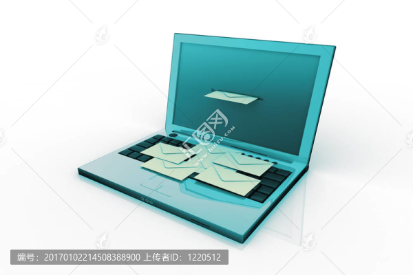 筆記本電腦和郵件（用3D；隔離