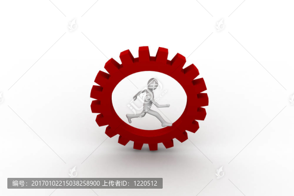 在齒輪上奔跑的人
