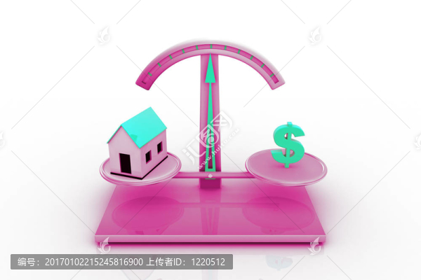 帶房子和美元標(biāo)志的秤