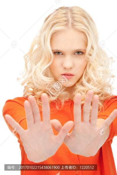 女人做停止手勢