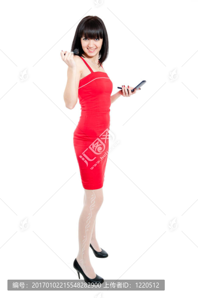 穿紅裙子的漂亮女孩