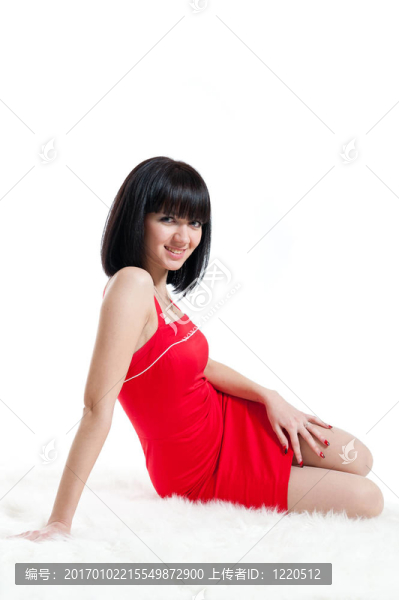 穿紅裙子的漂亮女孩