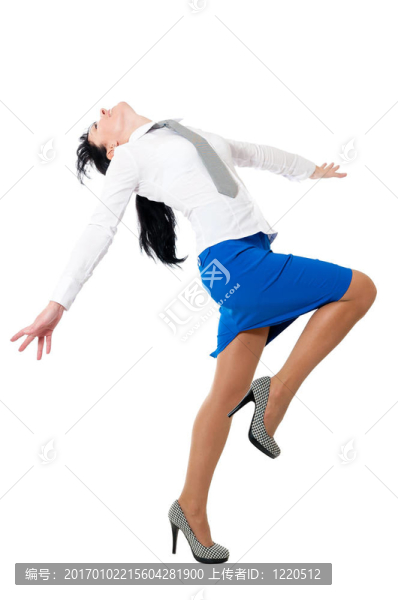 穿白色襯衫和藍(lán)色裙子的美女