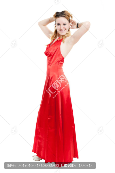 穿紅裙子的漂亮女孩