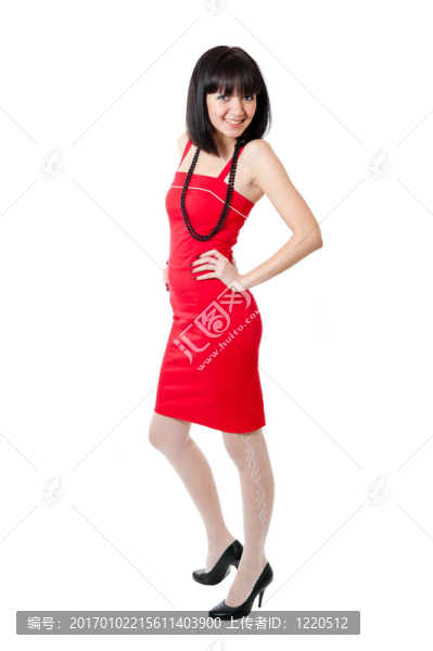 穿紅裙子的漂亮女孩
