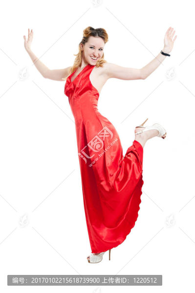 穿紅裙子的漂亮女孩