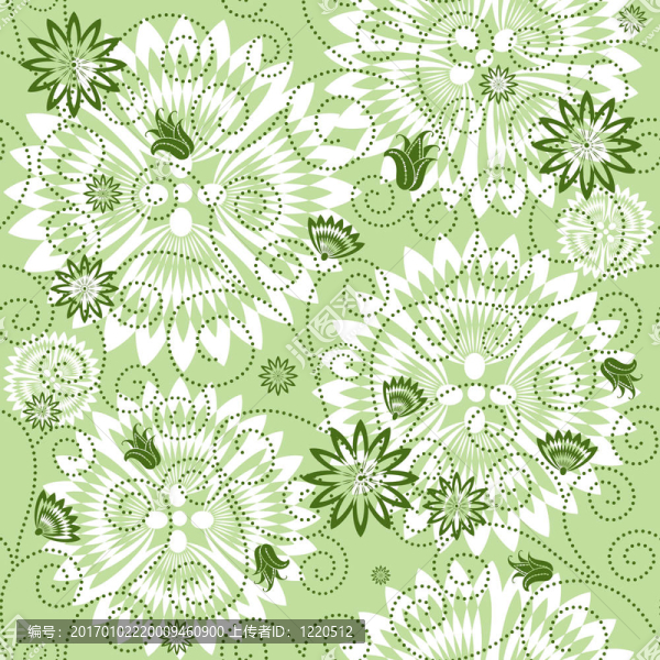 綠色重復(fù)花卉圖案