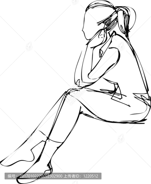 一個坐著的女孩的素描