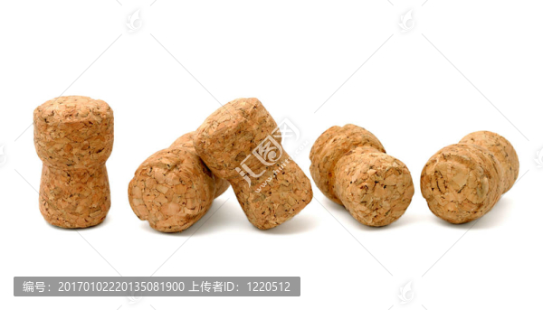 香檳酒的軟木塞孤立在白色背景