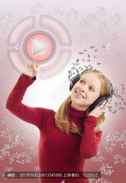 美女聽音樂