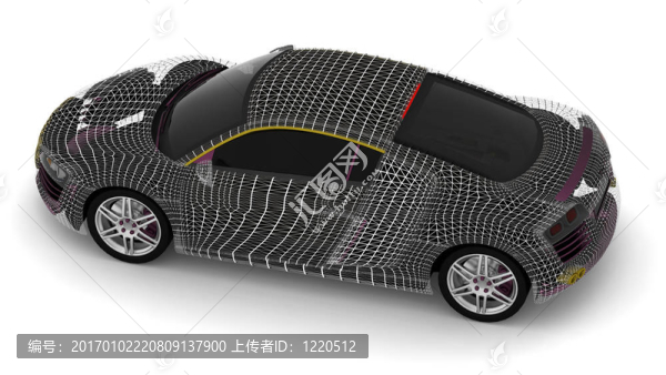 3D汽車導線模型白背景