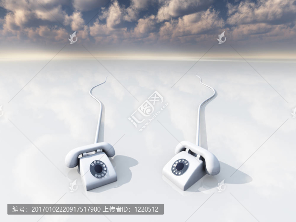 白色復(fù)古手機(jī)超現(xiàn)實(shí)空間
