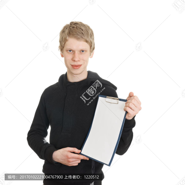 男學(xué)生拿著筆記本