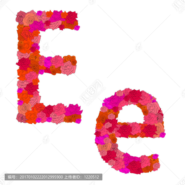 紅玫瑰花字母字符作；