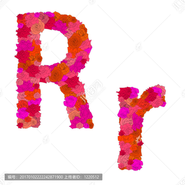 紅玫瑰花字母字符R-R間期；