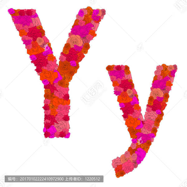 紅玫瑰花字母；人物Y-Y