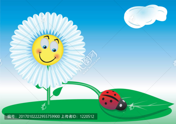 有趣的花和瓢蟲