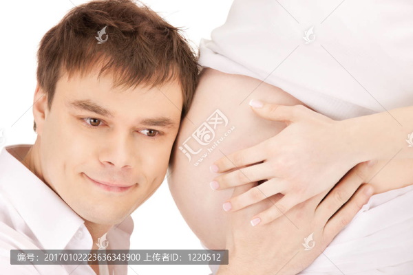 男人臉和孕婦肚子