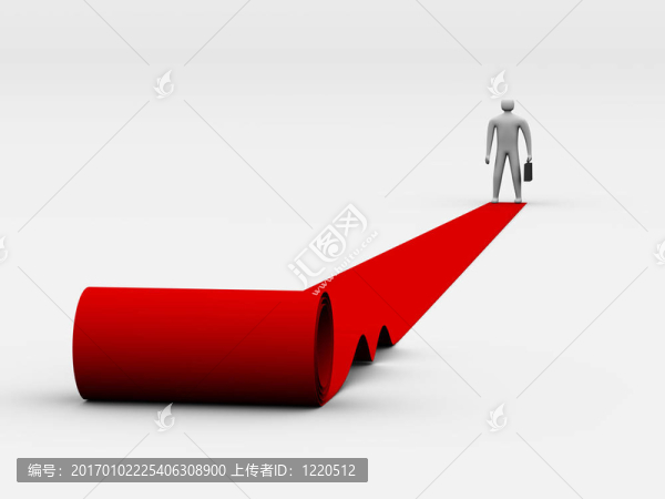 站在紅地毯上的3D商人