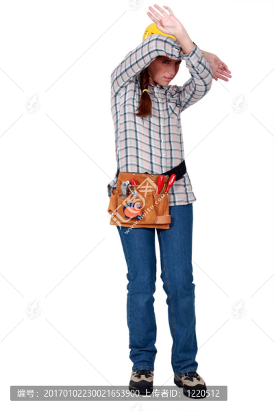 女建筑工人保護(hù)自己。