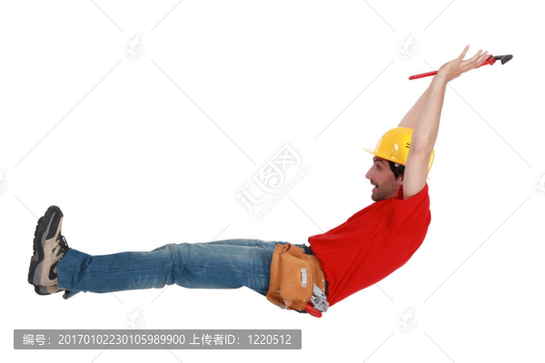 在空中跳躍的商人