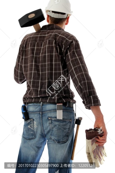 修勒建筑工人在用大錘
